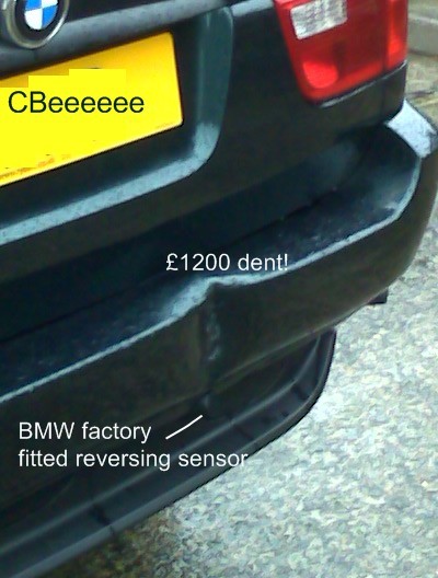 Dent on BMW due to not having a reversing camera